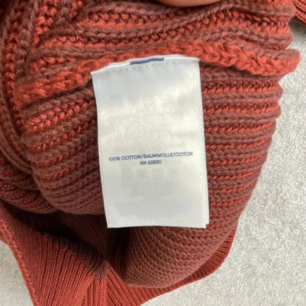 NEW Lands’ End Men’s XL Ribbed Knit Sweater Mock neck Red Rust 100% Cotton